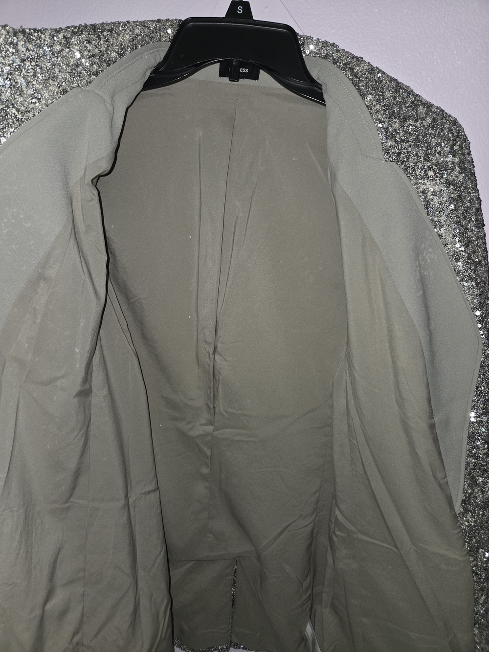 Express Silver Sequin Women's Blazer Jacket - Sparkle Evening Coat - Picture 5 of 5